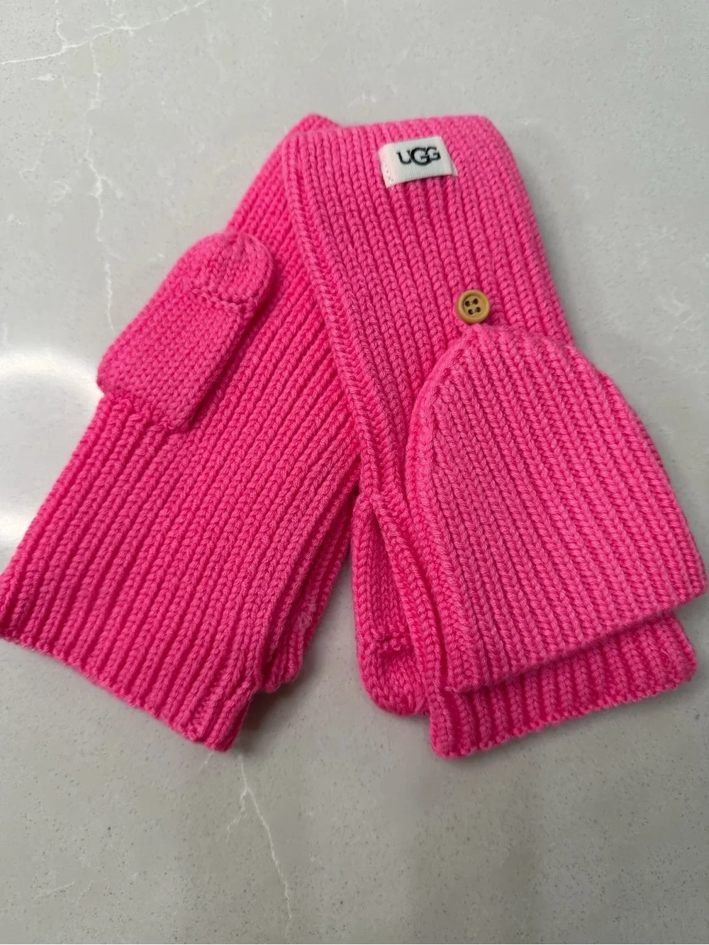 NWT UGG Cozy Knit Flip Mitten French Pink Convertible Gloves OS